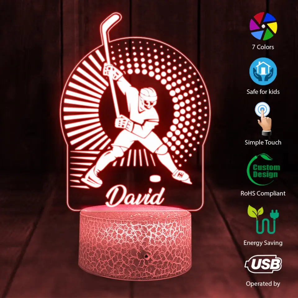 4 Styles Hockey Lamp - Personalized 3D LED Light - Best Gift for Hockey Fans, Hockey Players