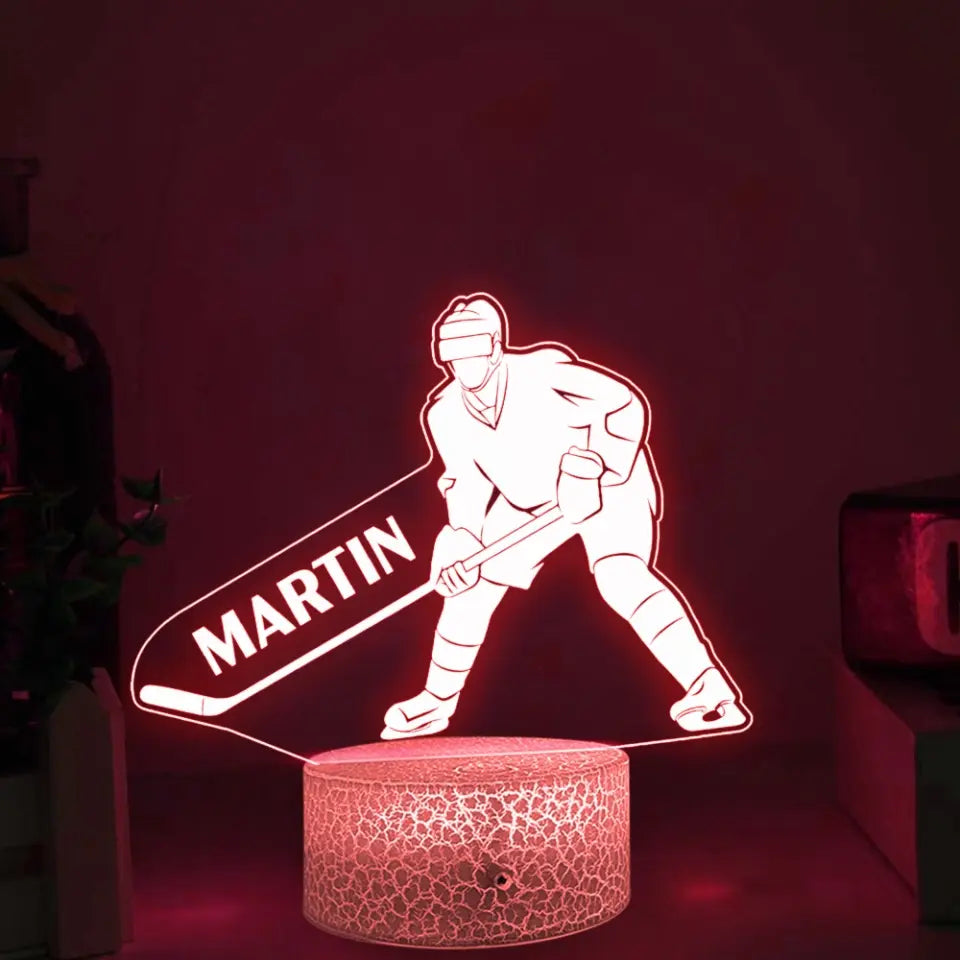 4 Styles Hockey Lamp - Personalized 3D LED Light - Best Gift for Hockey Fans, Hockey Players