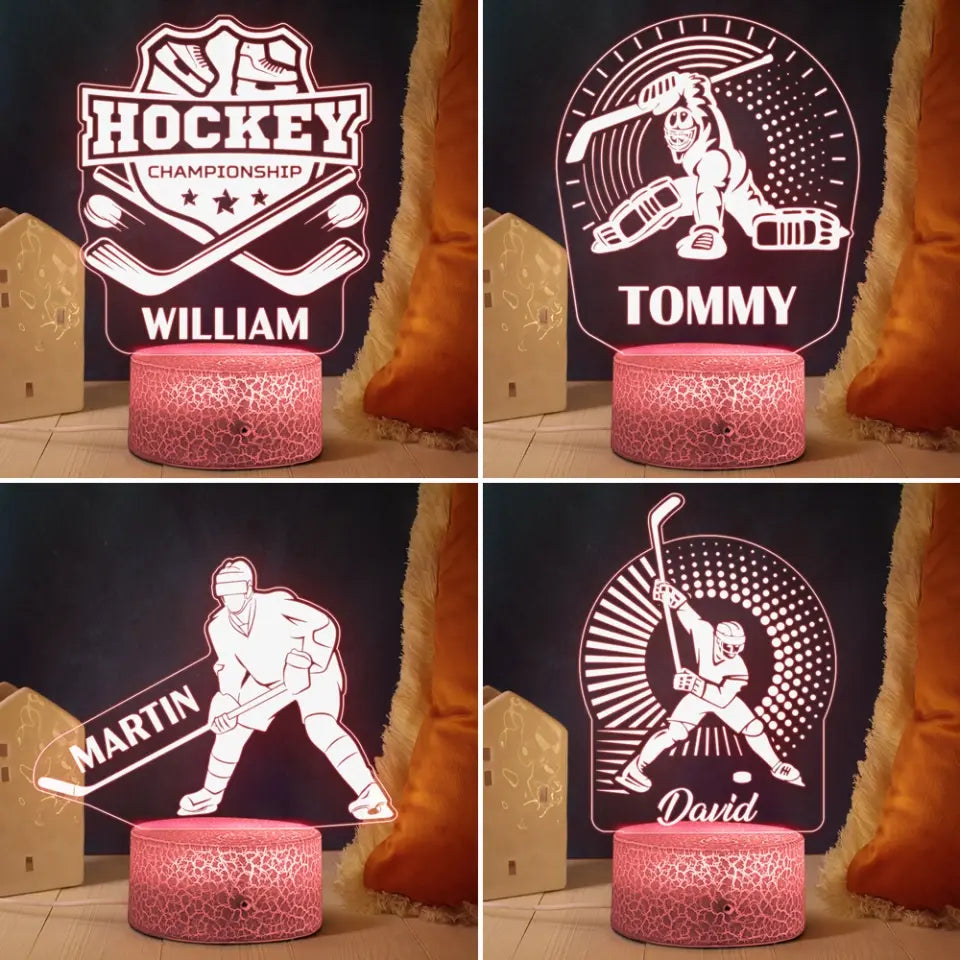 4 Styles Hockey Lamp - Personalized 3D LED Light - Best Gift for Hockey Fans, Hockey Players