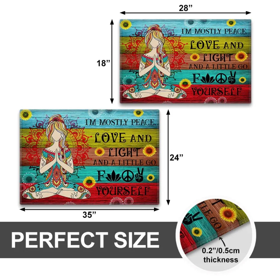 I'm Mostly Peace Love And Light Doormat Housewarming Gift For Spiritual People
