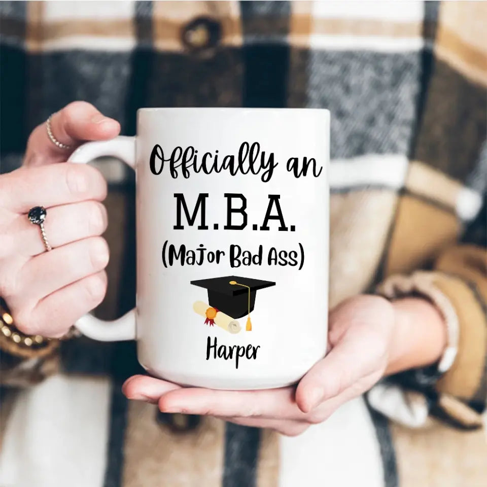 MBA Official Major Bad Ass Personalized White Mug Graduation Gift
