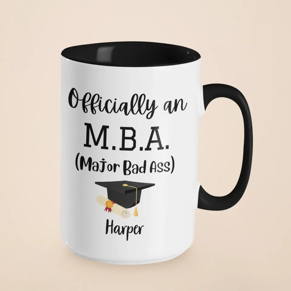 MBA Official Major Bad Ass Personalized White Mug Graduation Gift