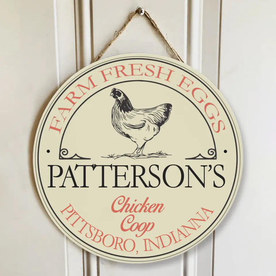 Farm Fresh Eggs Round Wooden Sign