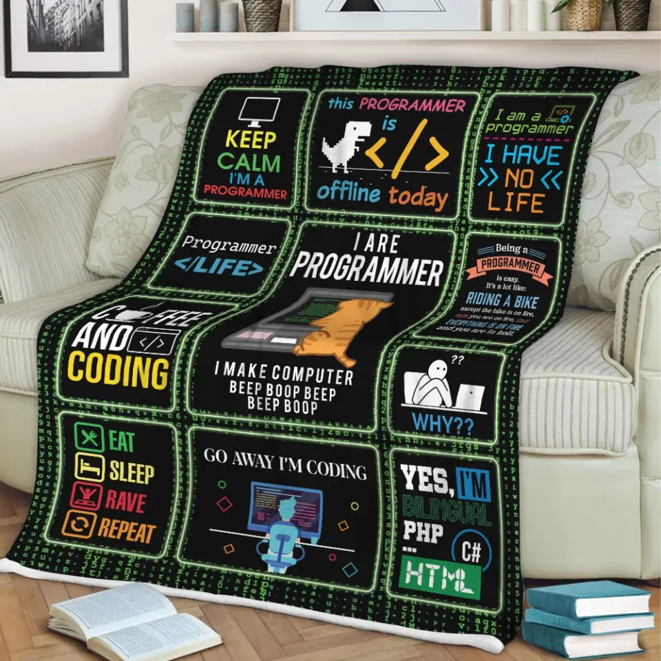 Go Away I'm Coding, Fleece Blanket, Gift For Coder Programmer, Engineer | 312IHPLNBL1313