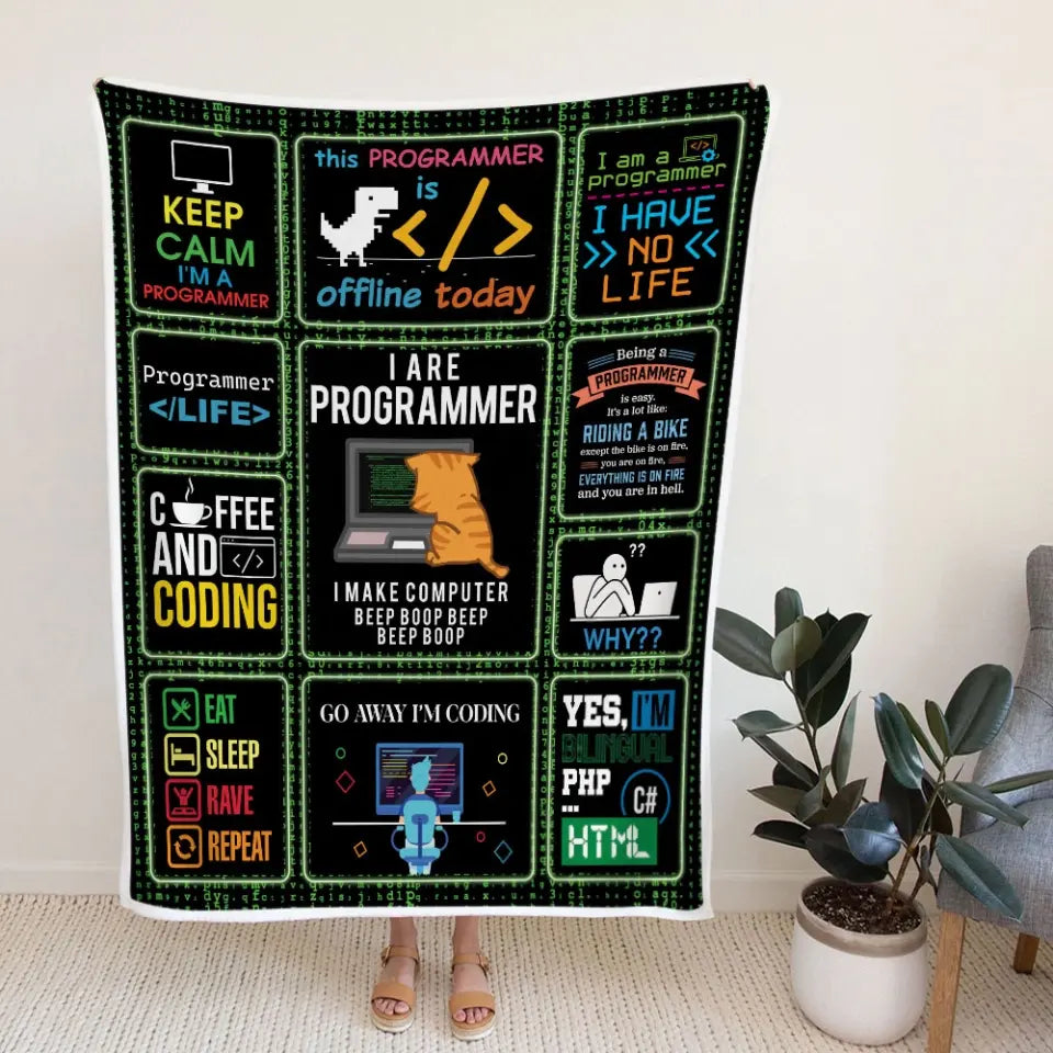 Go Away I'm Coding, Fleece Blanket, Gift For Coder Programmer, Engineer | 312IHPLNBL1313