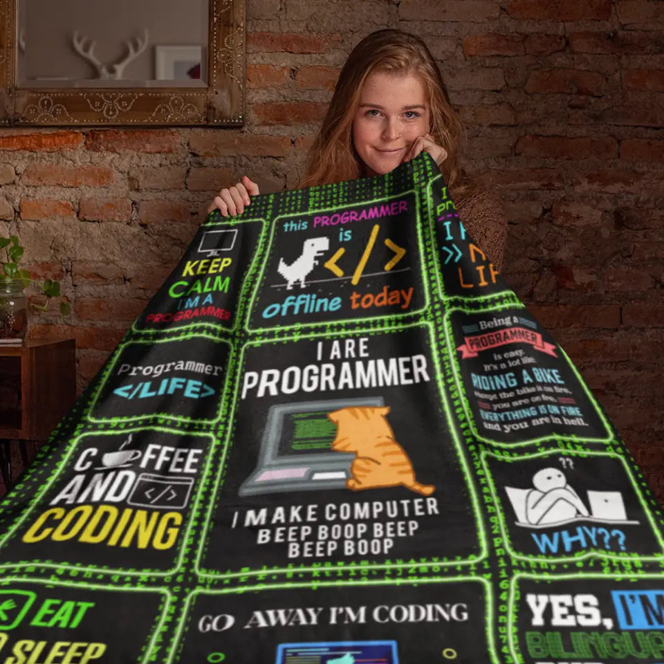 Go Away I&#39;m Coding, Fleece Blanket, Gift For Coder Programmer, Engineer | 312IHPLNBL1313