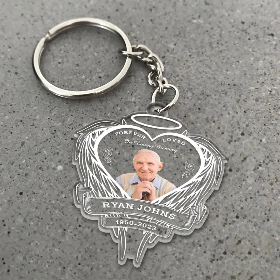 Forever Loved In Loving Memory Personalized Acrylic Keychain Memorial Gift