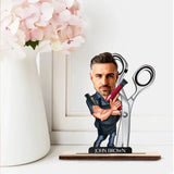 Personalized 3D Wooden Cartooned Hairdresser, Custom Wooden Plaque, Gift For Barber, Hair Stylist | 312IHPLNWP13458