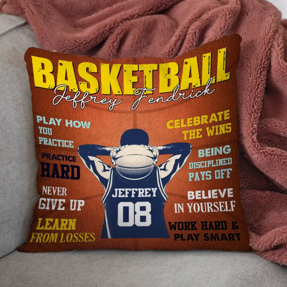Believe In Yourself, Work Hard & Play Smart - Personalized Pillow