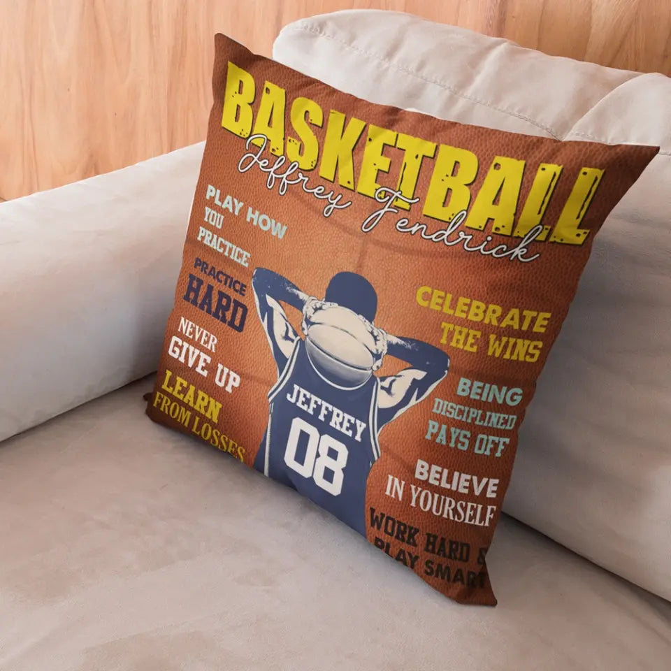 Believe In Yourself, Work Hard & Play Smart - Personalized Pillow