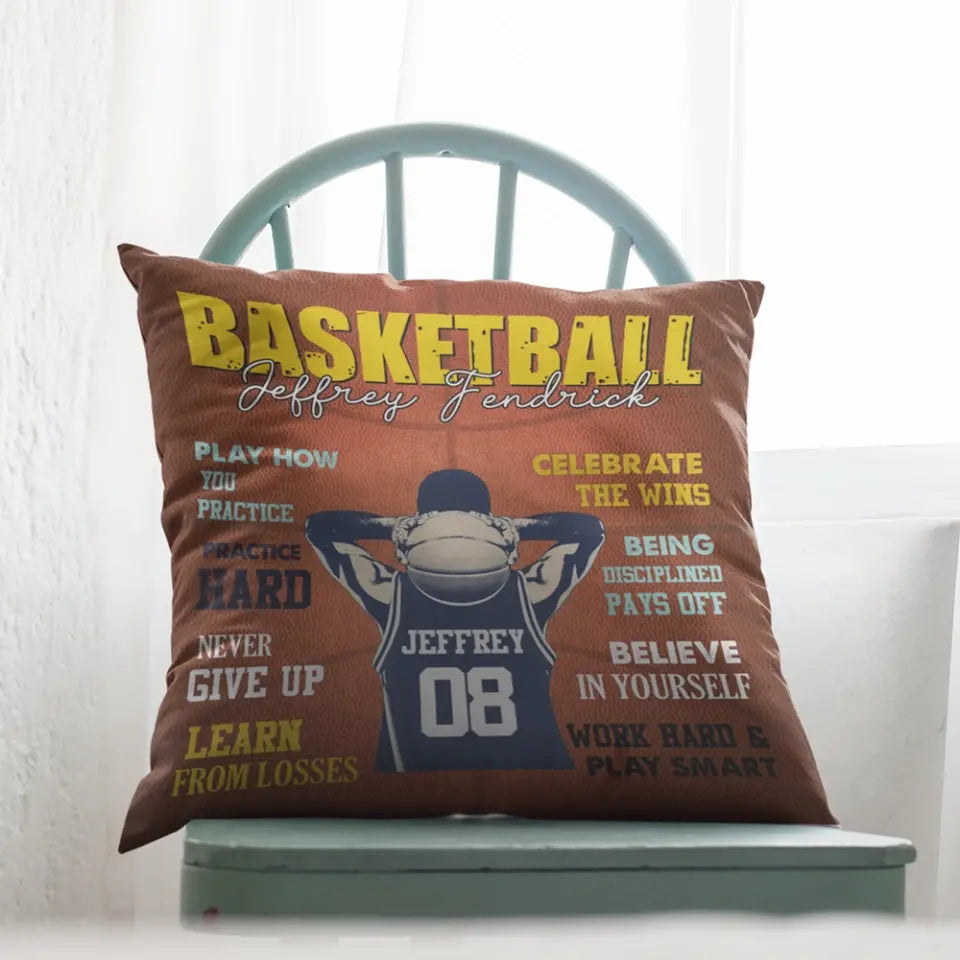 Believe In Yourself, Work Hard & Play Smart - Personalized Pillow