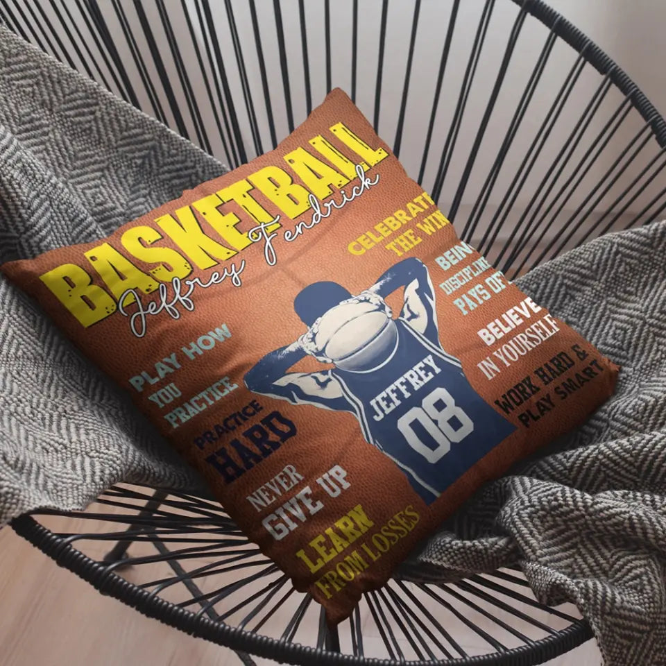 Believe In Yourself, Work Hard & Play Smart - Personalized Pillow