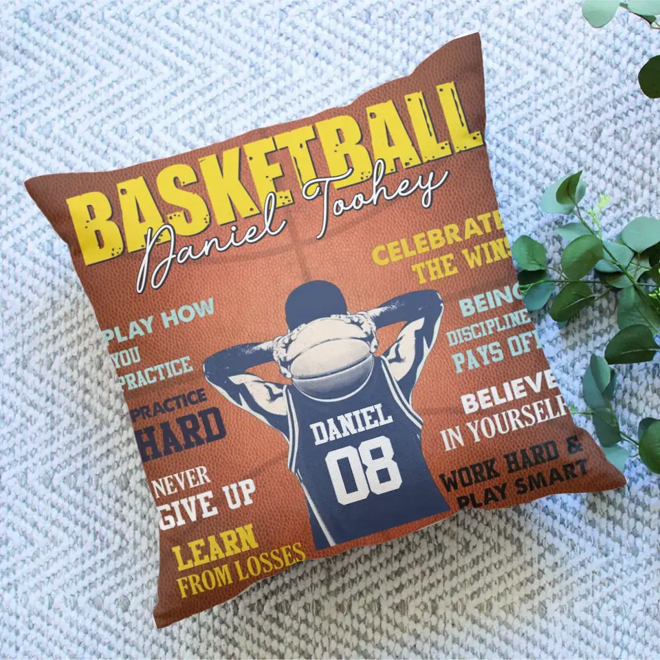 Believe In Yourself, Work Hard & Play Smart - Personalized Pillow