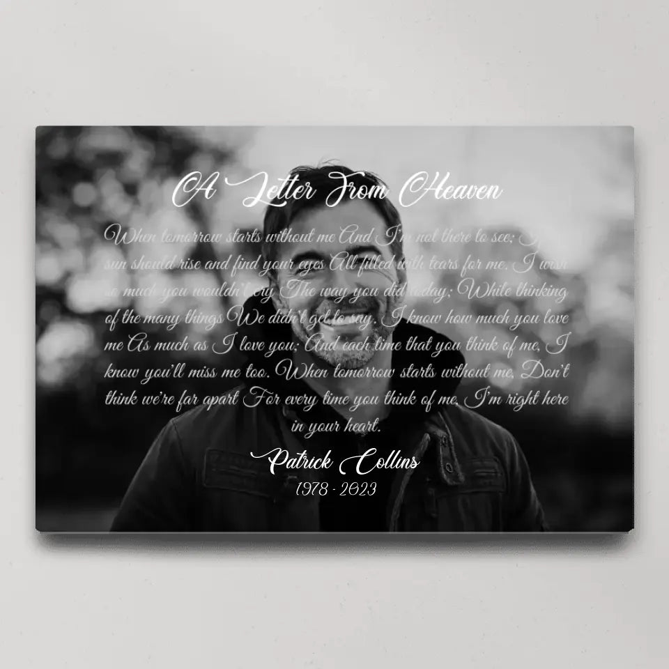 A Letter From Heaven, Upload Photo Canvas/Poster, Memorial Gift | 309IHPLNCA166
