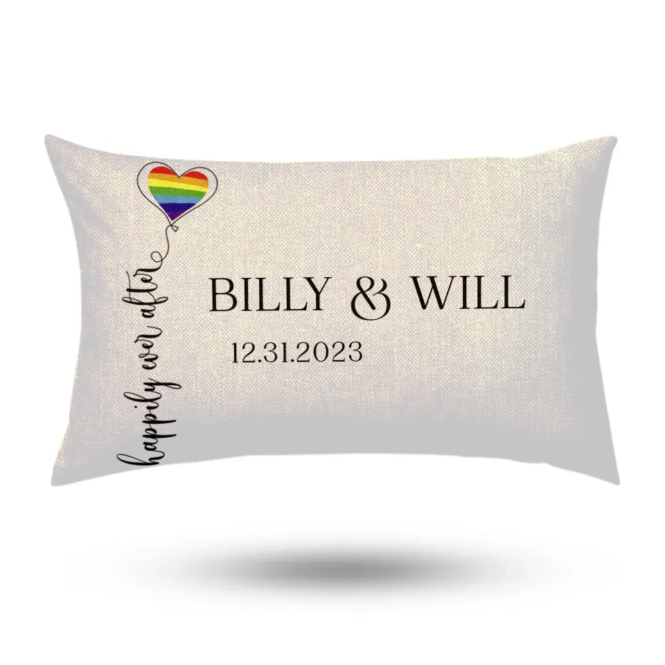 Happily Ever After, Personalized Linen Pilow, Gift For Gay, Lesbian | 312IHPBNPI1351