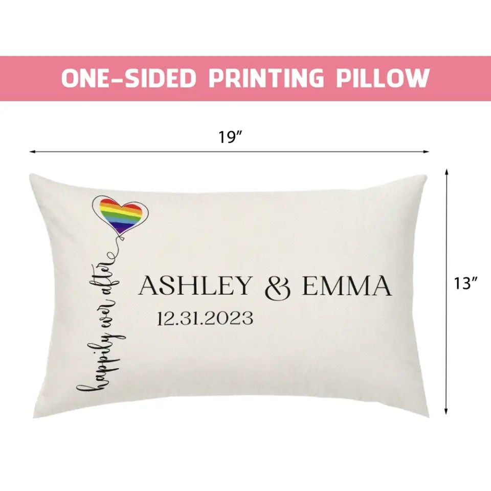 Happily Ever After - Personalized Linen Pilow - LGBT Theme - Sweet Gift For Gay, Lesbian Couples