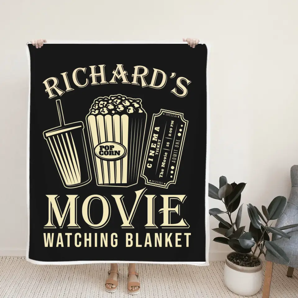 Movie Watching Blanket, Personalized Fleece Blanket, Gift For Movie Theatre Lovers 
| 311IHPLNCS1176