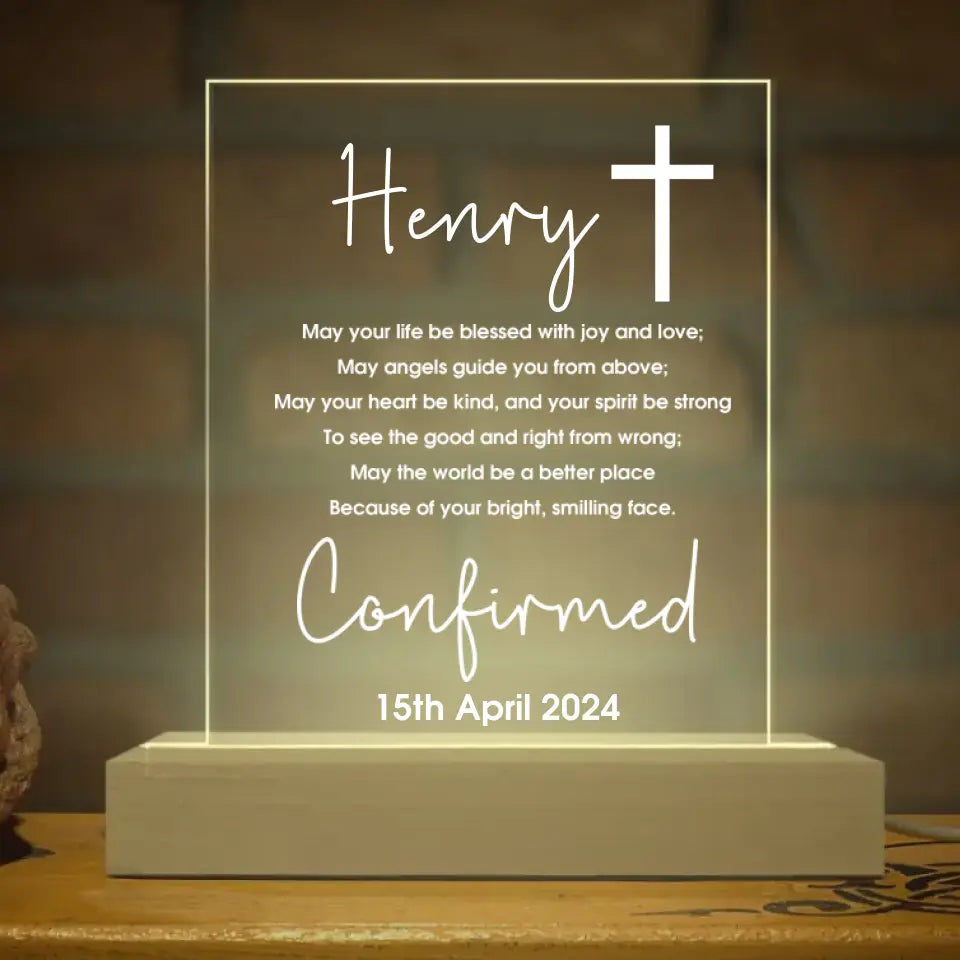 May Your Life Blessed With Joy And Love - Personalized 3D LED Light - Confirmation Gift