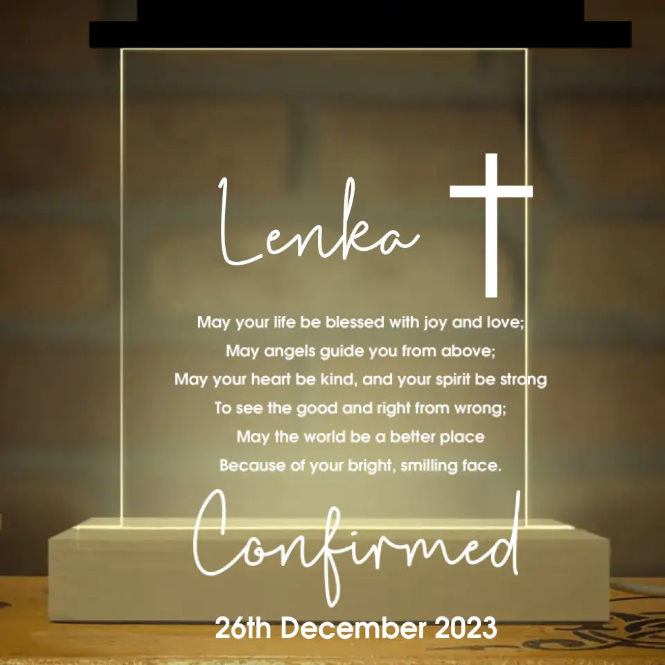 May Your Life Blessed With Joy And Love - Personalized 3D LED Light - Confirmation Gift