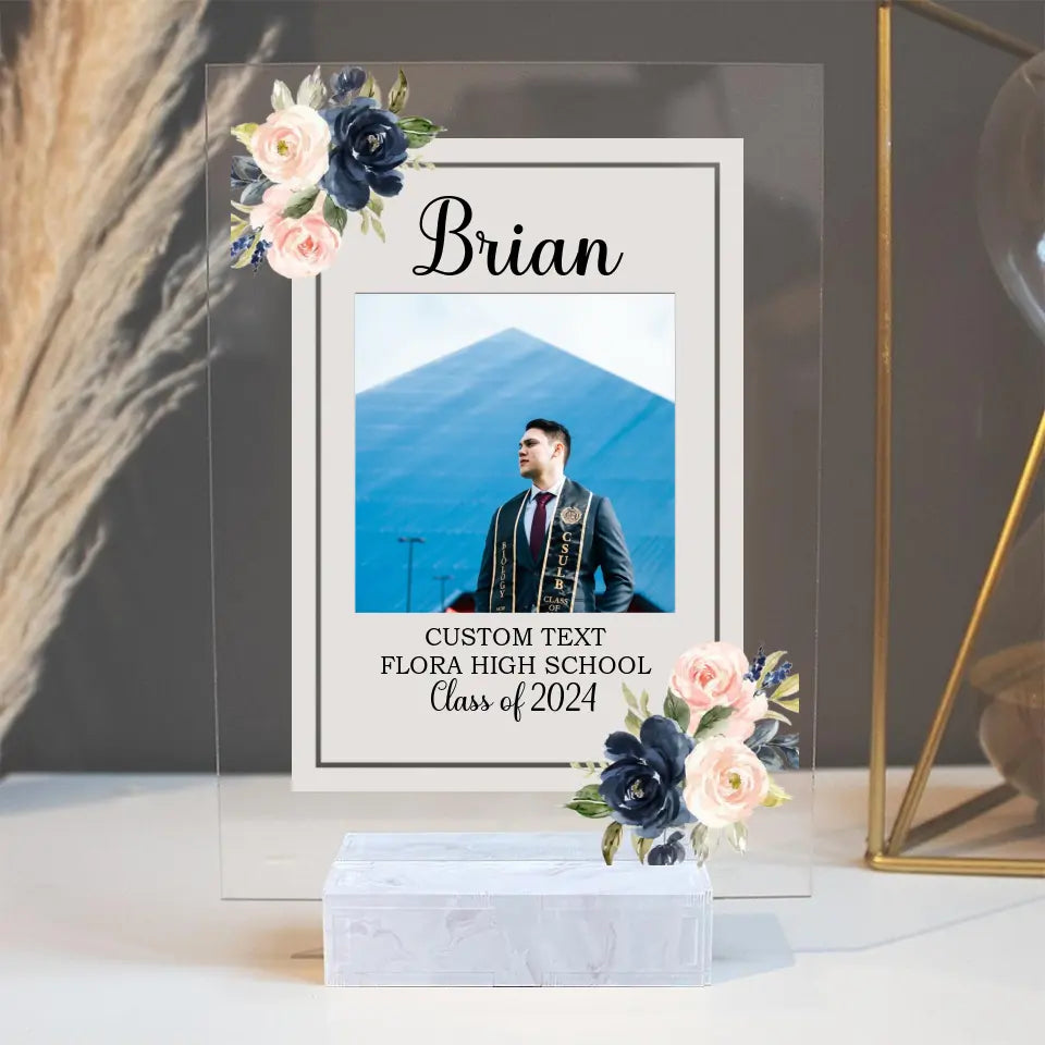 Class Of 2025 Photo Graduation Acrylic Plaque With Wood Stand - Custom Photo And Text - Best Graduation Gifts | 211IHPNPAP513