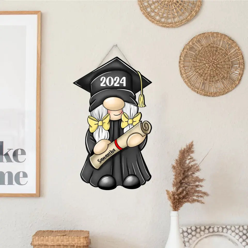 Easy Graduation Gnomes Personalized Wooden Sign