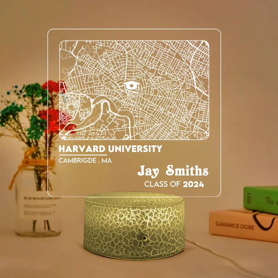 Custom Map 3D LED Light - Graduation Gift For Friends, For Him/Her, Son/Daughter