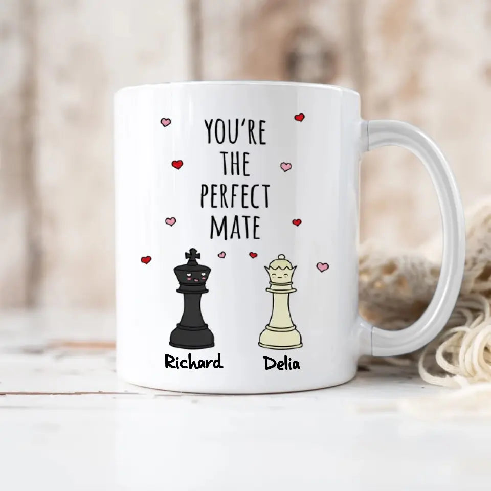 Personalized Valentine Gifts - You're The Perfect Mate, Chessmate, Husband and Wife, Personalized Mug/Accent Mug, Anniversary Gift | 312IHPBNMU1354