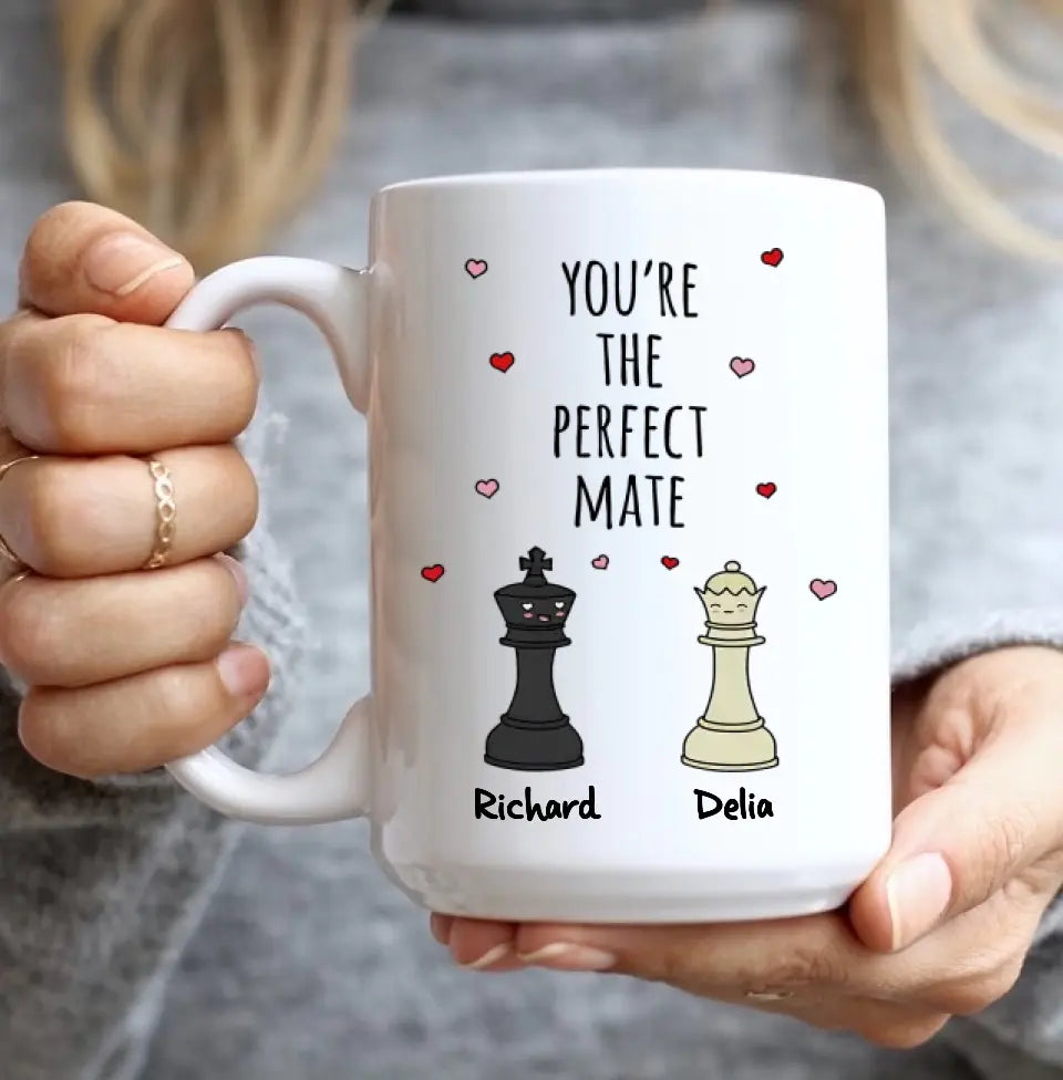 Personalized Valentine Gifts - You're The Perfect Mate, Chessmate, Husband and Wife, Personalized Mug/Accent Mug, Anniversary Gift | 312IHPBNMU1354