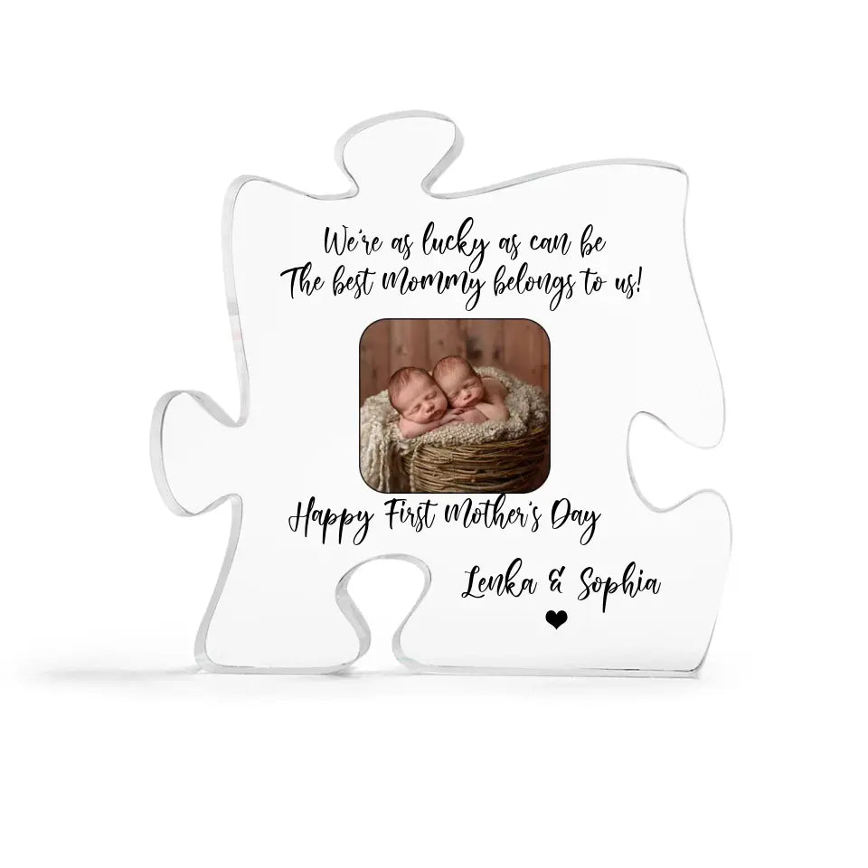 We're as Lucky as Can Be - Personalized Puzzle Acrylic Plaque