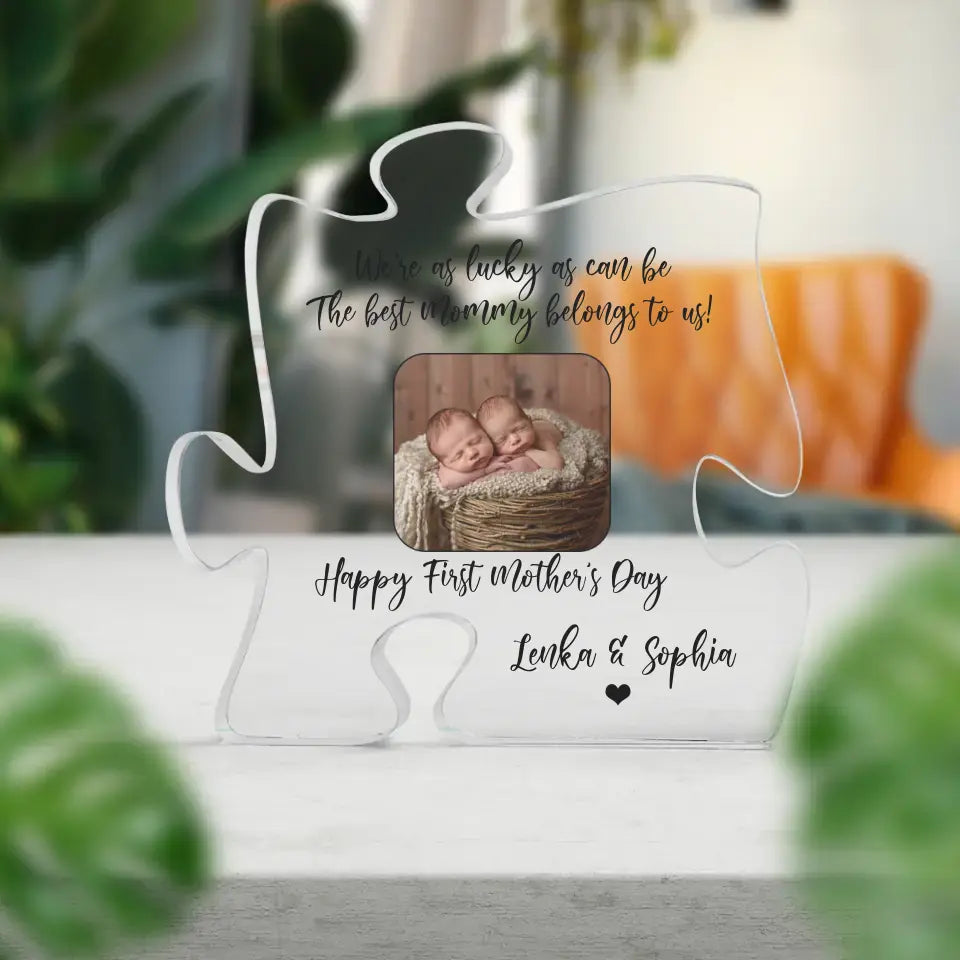 We're as Lucky as Can Be - Personalized Puzzle Acrylic Plaque