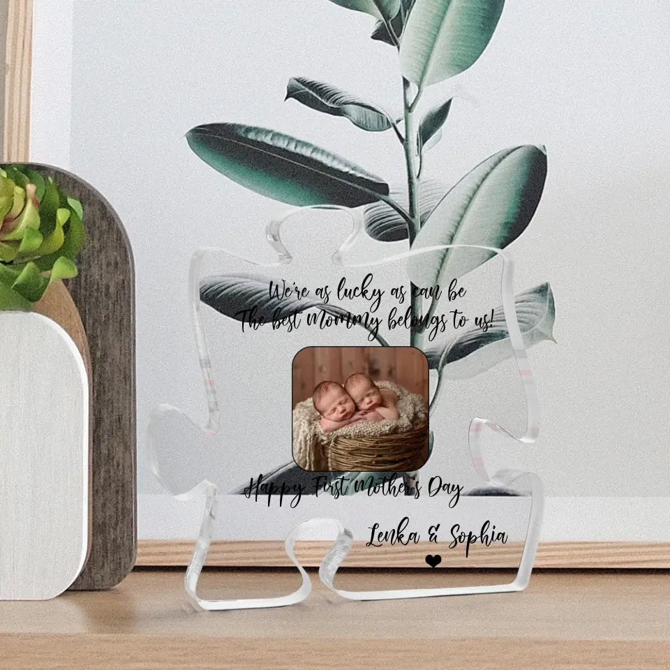 We're as Lucky as Can Be - Personalized Puzzle Acrylic Plaque