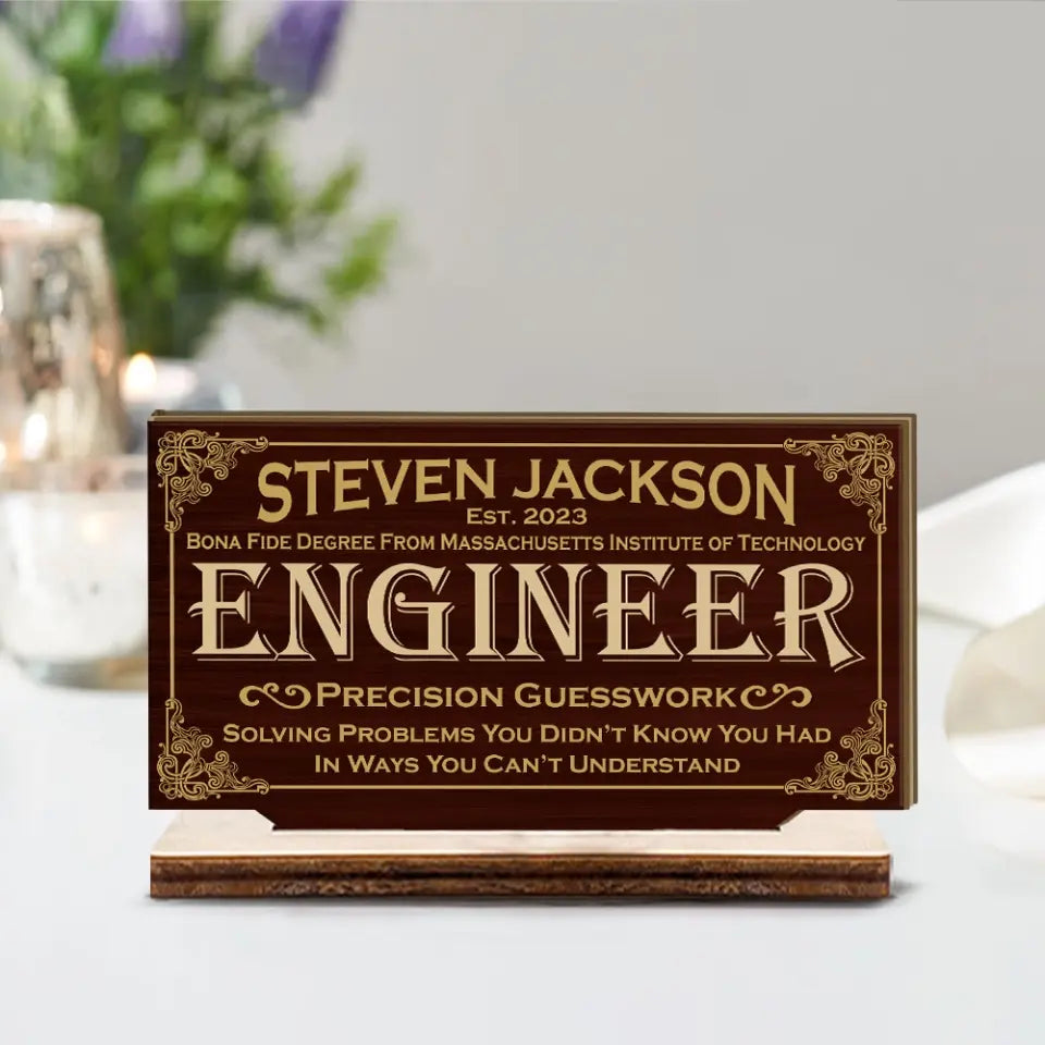 Engineer Personalized Wooden Plaque
