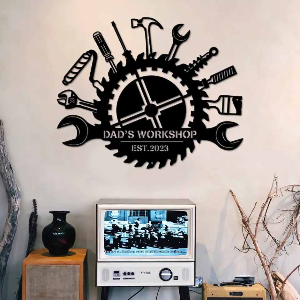 Dad's Workshop Personalized Metal Sign