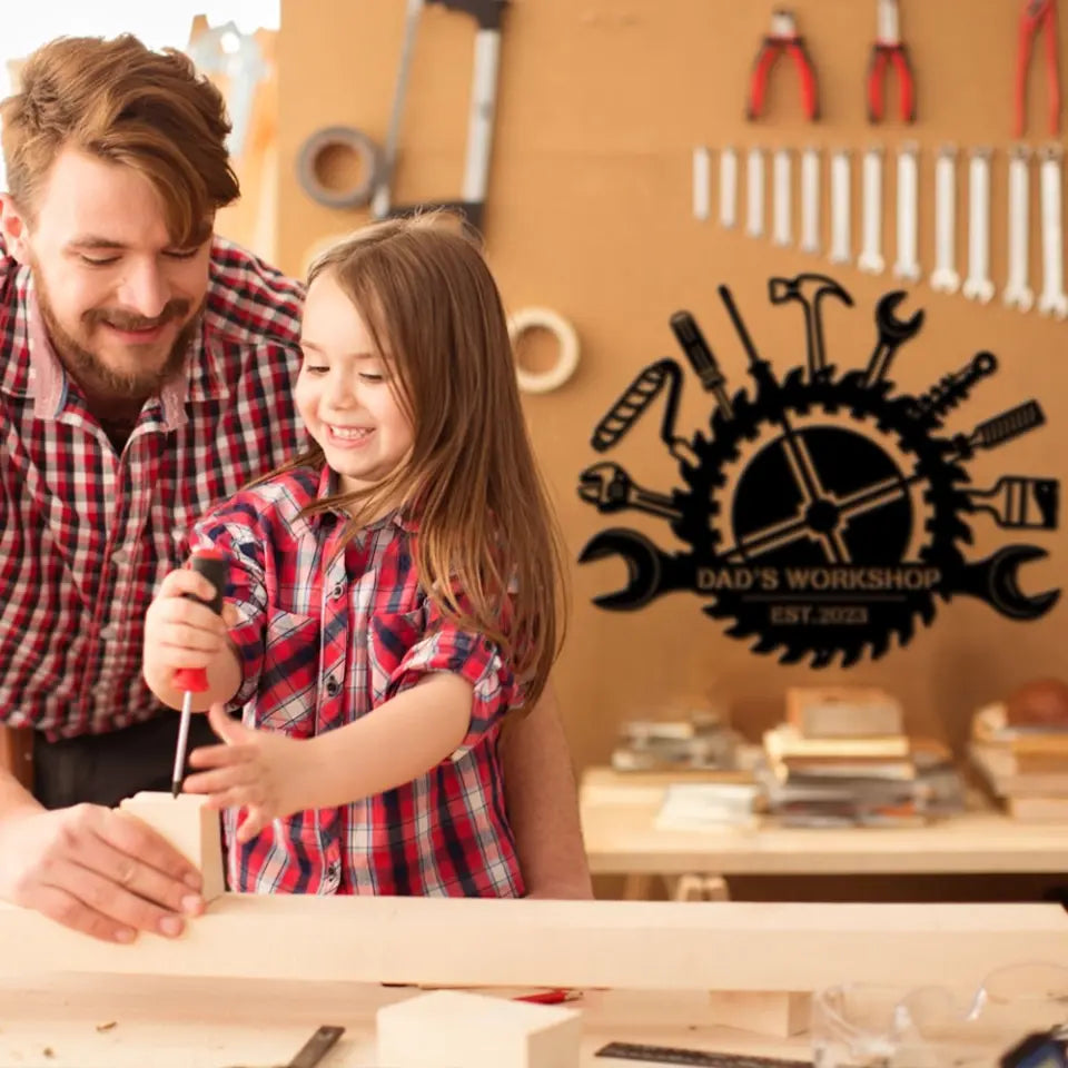 Dad's Workshop Personalized Metal Sign
