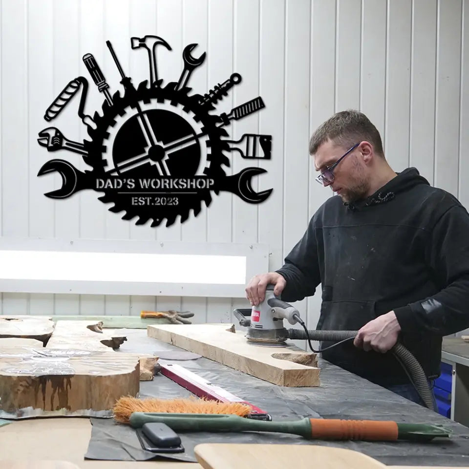 Dad's Workshop Personalized Metal Sign