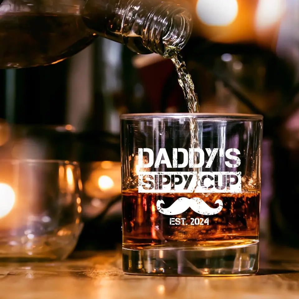 Funny Gift for New Dad Daddy's Sip Cup Bar Glass