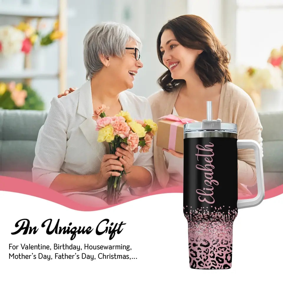 Fifty & Fabulous - 50th Birthday Gift for Women, Mom - 40oz Tumbler with Handle - Tumbler Cup Gifts