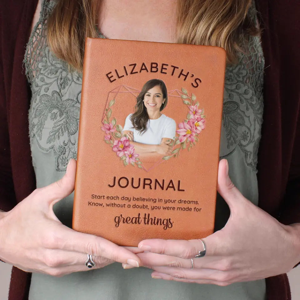 Personalized Name & Portrait Leather Journal Birthday Gifts for Girls Women