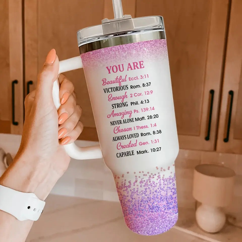 Christian Gift for Women Bible Verse Personalized Photo & Name 40oz Tumbler