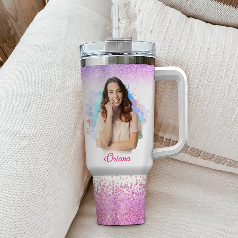 Christian Gift for Women Bible Verse Personalized Photo & Name 40oz Tumbler