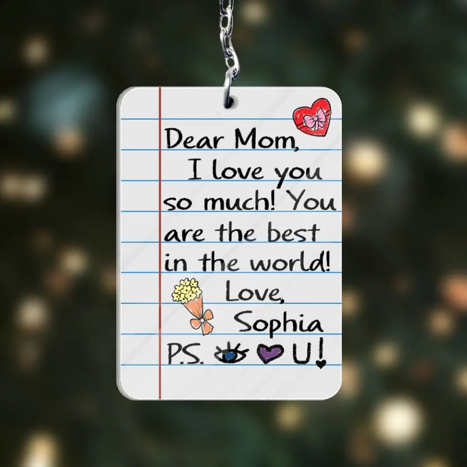 Cute Handwriting Acrylic Keychain Gift from Kid to Mom for Mother's Day