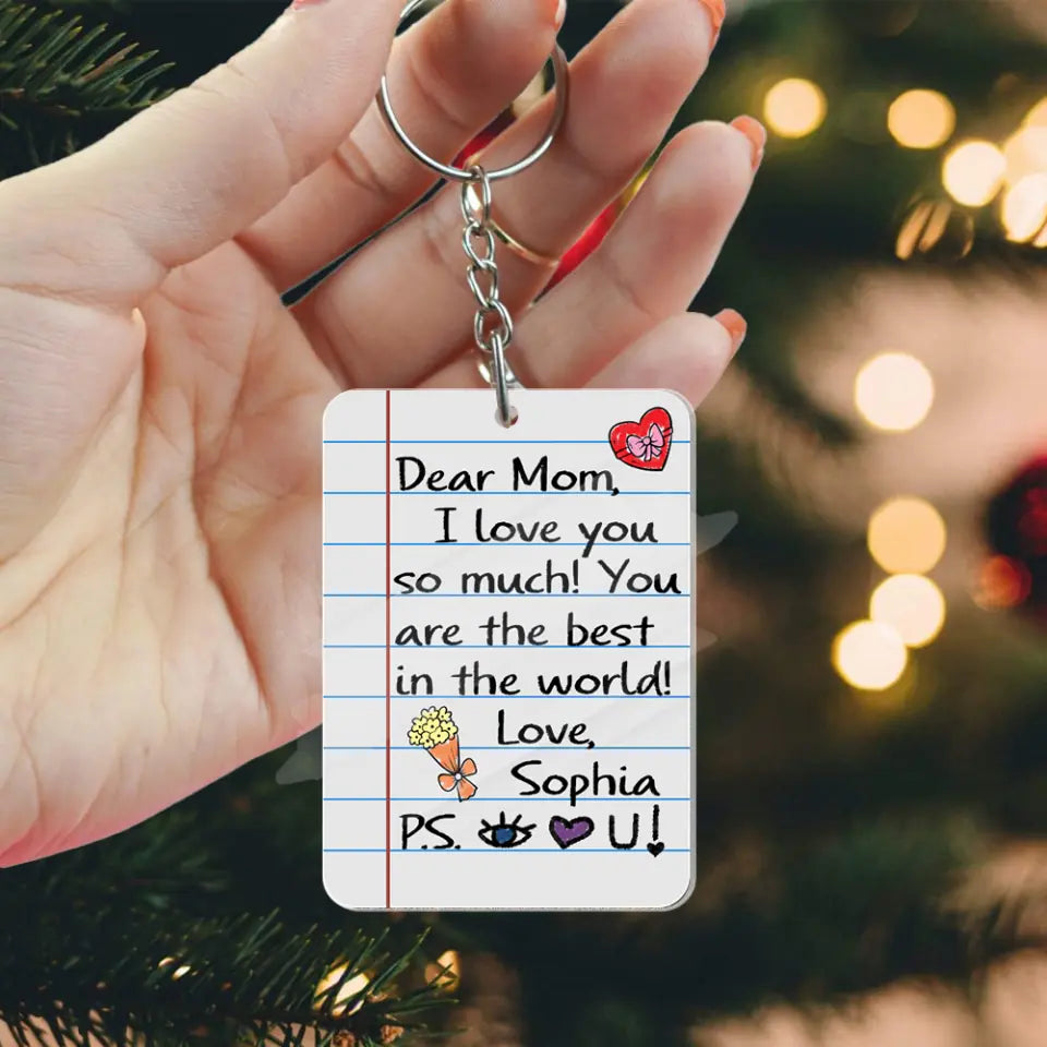 Cute Handwriting Acrylic Keychain Gift from Kid to Mom for Mother&#39;s Day