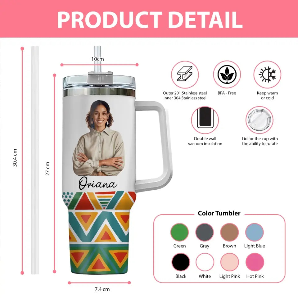 Rocking the Mom Life - Gift for Black Mom - 40oz Tumbler with Handle - Gift for Mother's Day, Birthday, Christmas