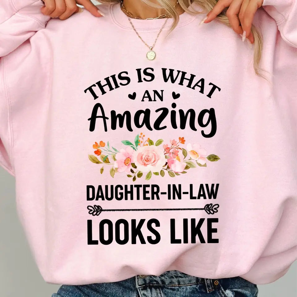 Personalized Sleeve Print Sweatshirt Gift for Daughter-in-Law Floral Style