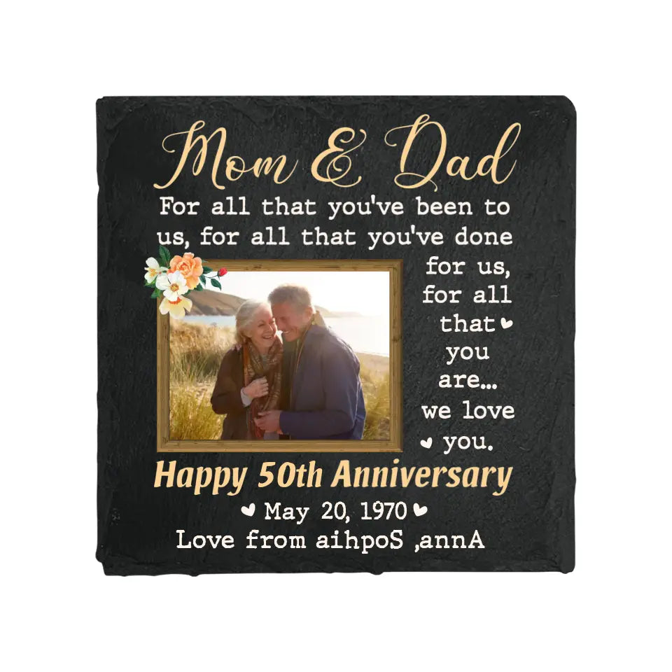50th Anniversary Gift for Mom and Dad from Kids Printed Stone