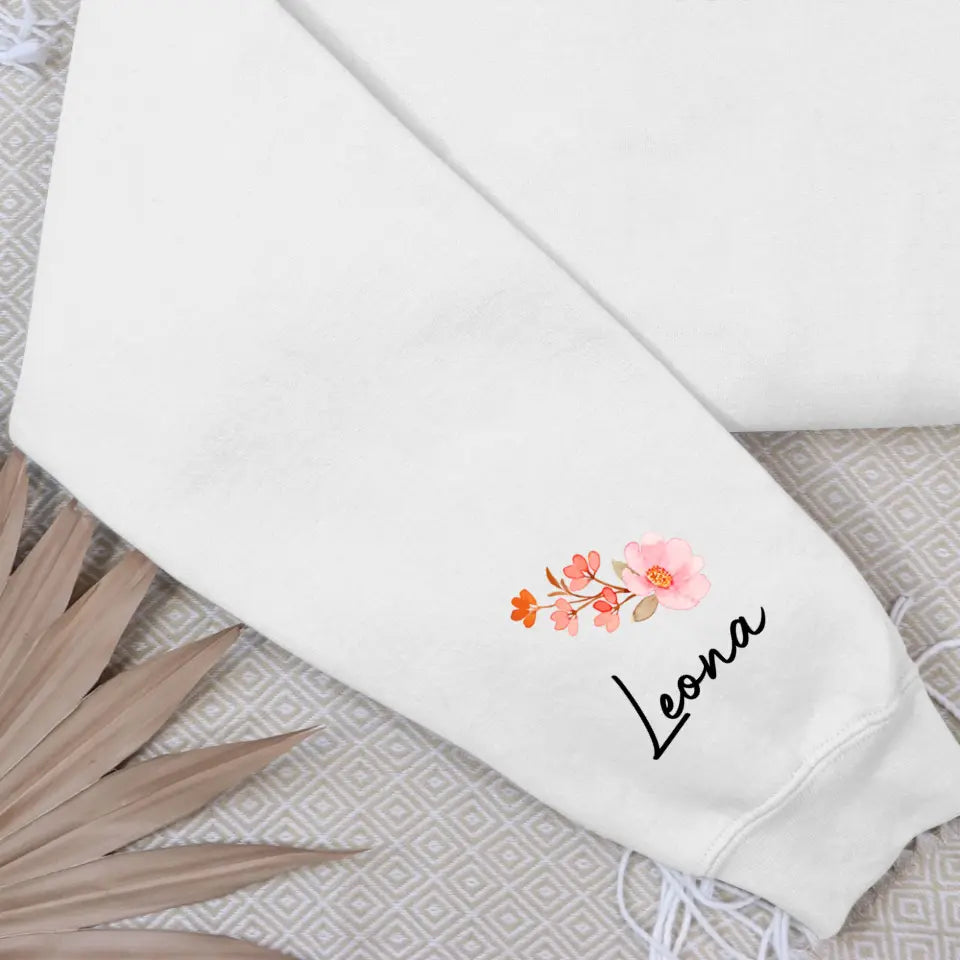 Personalized Sleeve Print Sweatshirt Gift for Daughter-in-Law Floral Style