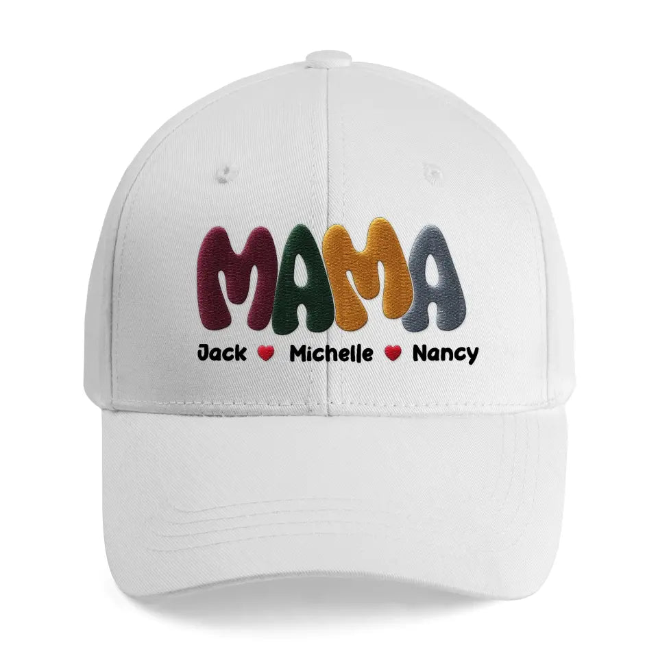 Personalized Mama with Kid's Name Embroidered Cap Gift for Mom
