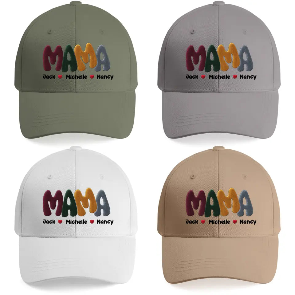 Personalized Mama with Kid&#39;s Name Embroidered Cap Gift for Mom
