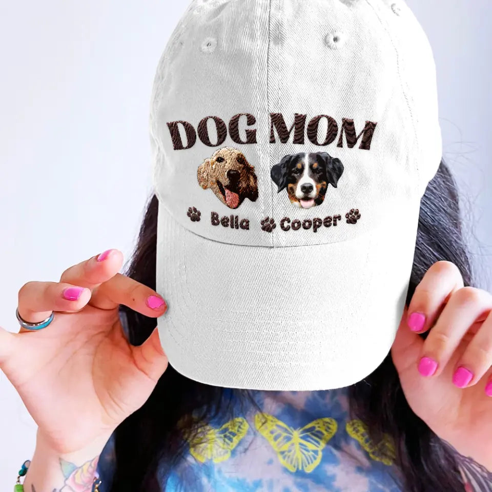 Personalized Dog Face with Name Gift for Dog Mom Embroidered Cap