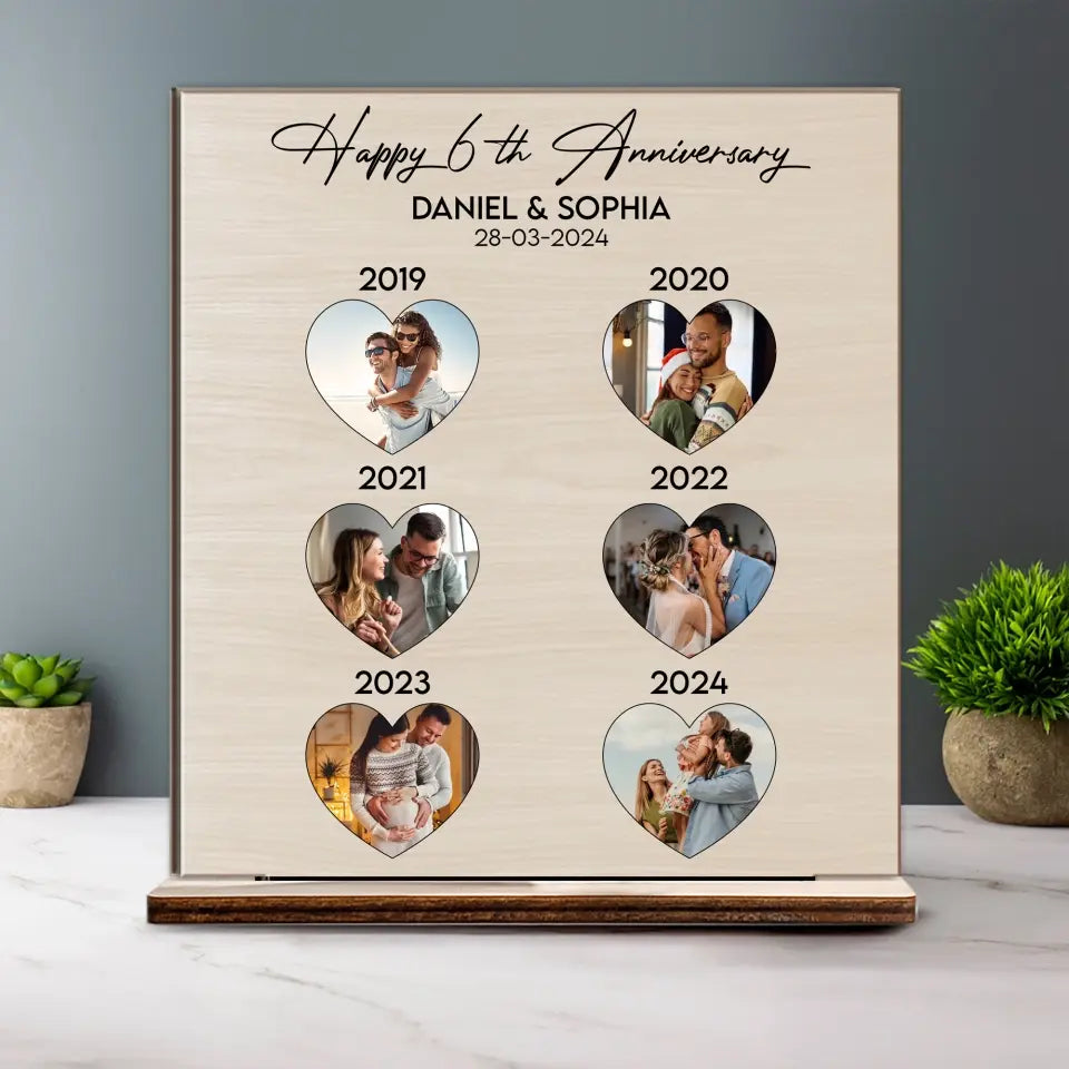 Happy Anniversary 6 Years Personalized Plaque